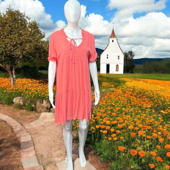 Story 123 Women's Midi Shift Summer  Dress Melon‎ Size Small - Picture 1 of 9